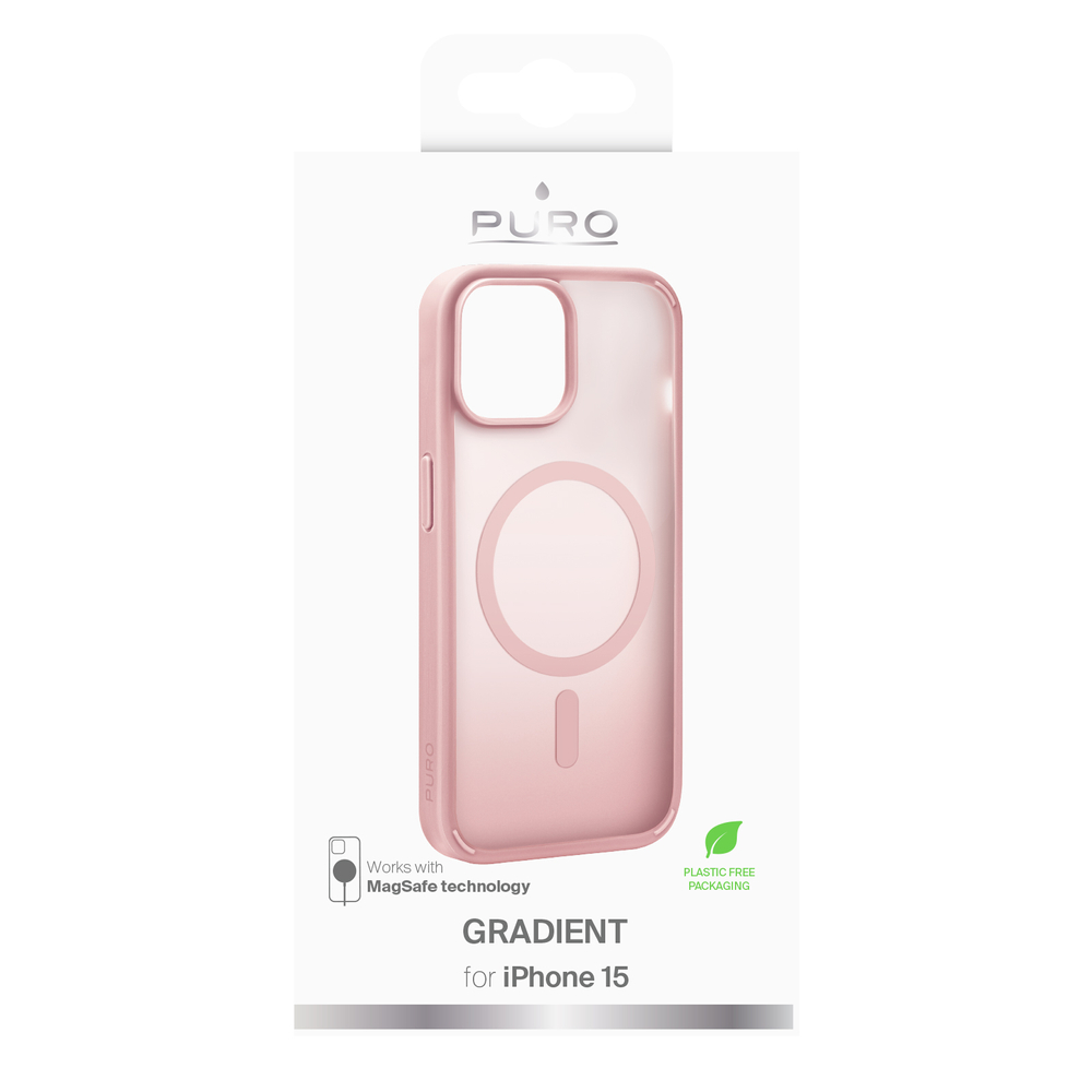 Puro Cover in TPU with integrated magnets and gradient effect ``GRADIENT\'\' for iPhone 15, pink color