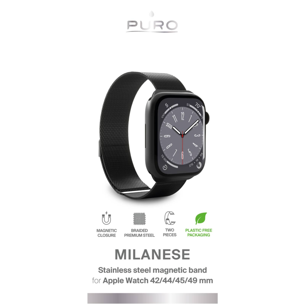 Ремешок Puro MILANESE для Apple Watch 42 / 44 / 45 / 49 мм, черный