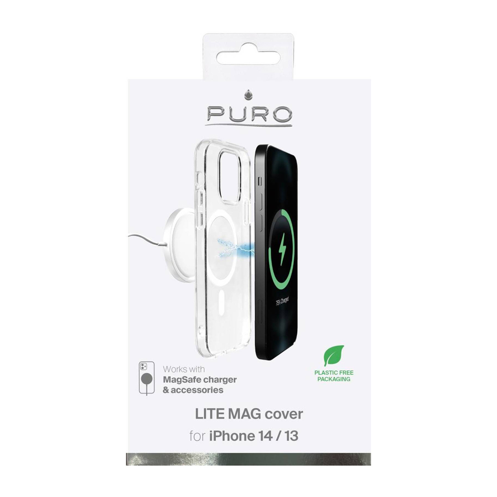 Чехол Puro для iPhone 14 / 13 Lite Mag MagSafe, прозрачный