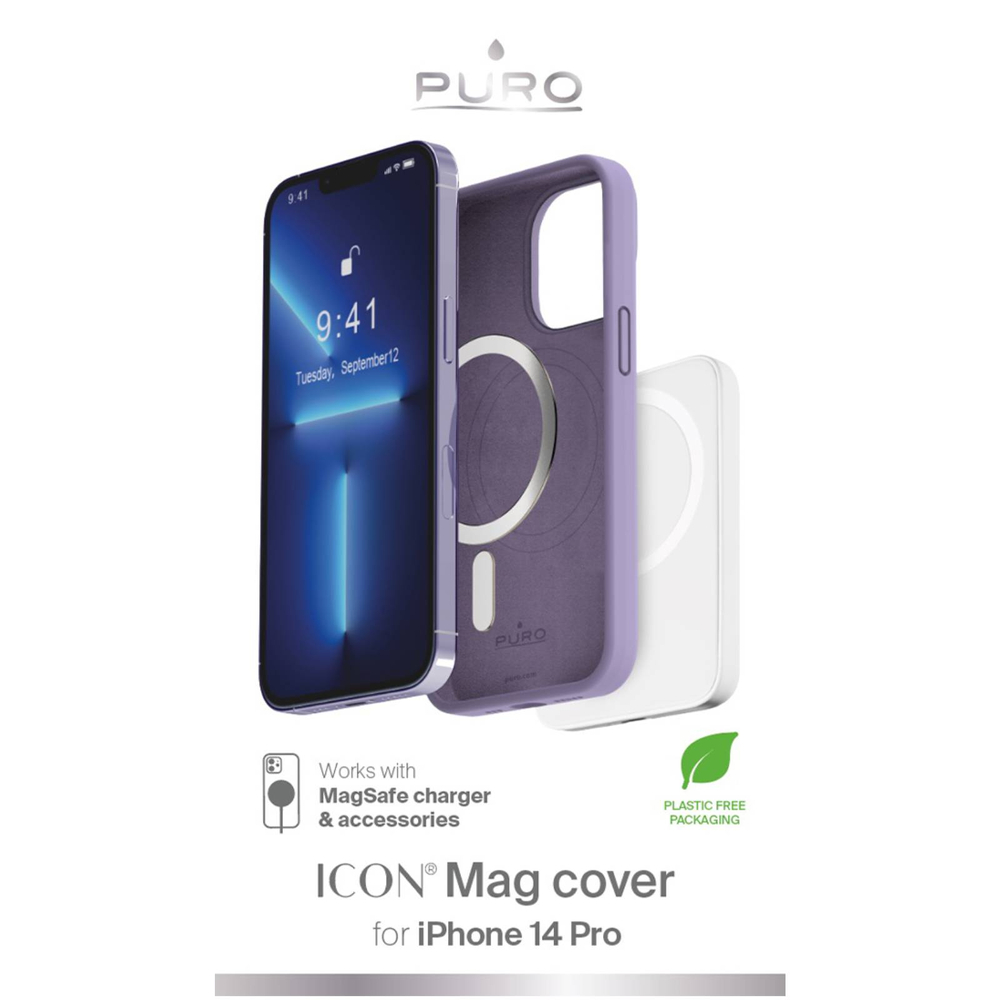 Puro iPhone 14 Pro vāciņš Icon Mag MagSafe, lavandas