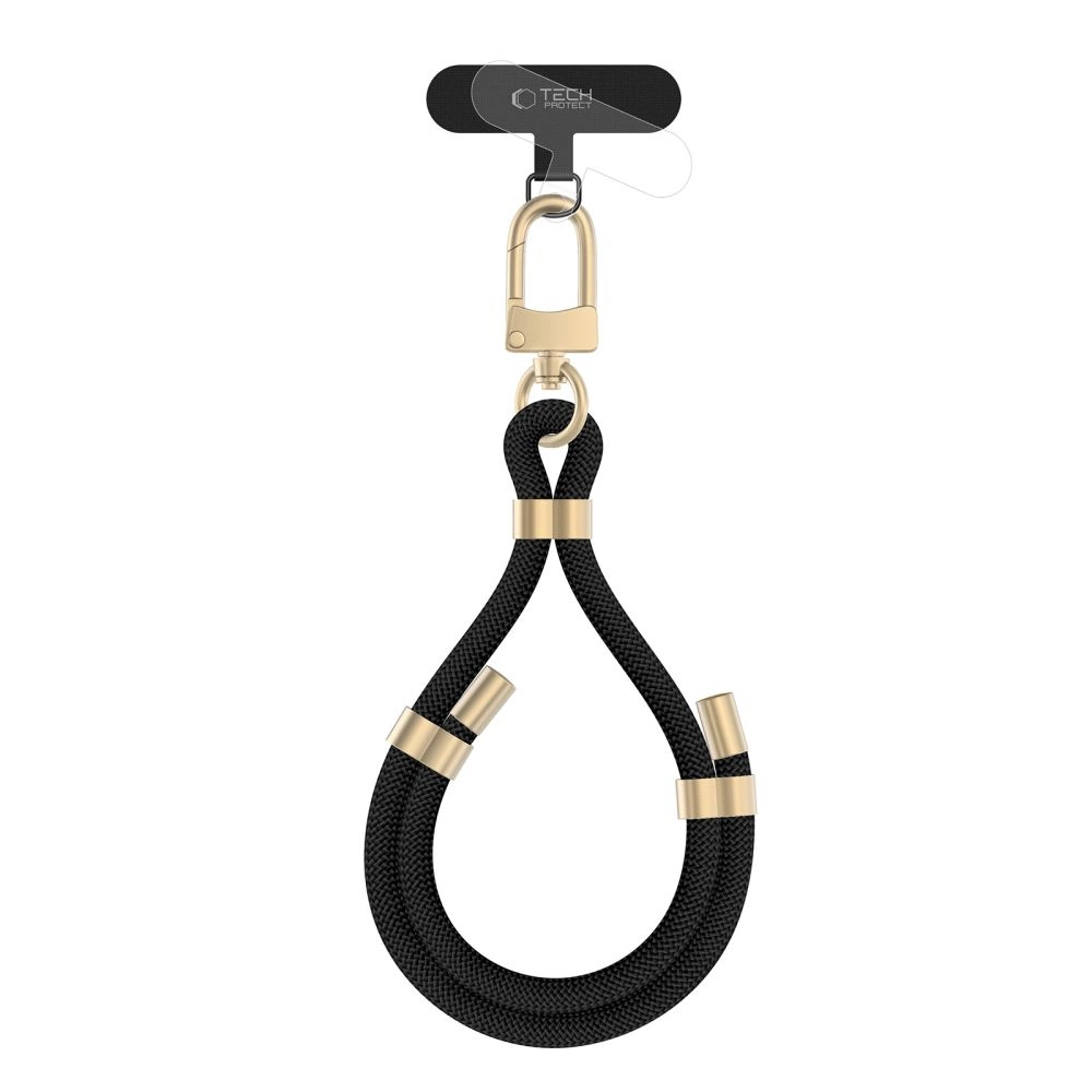 TECH-PROTECT C4S VIRVES SIKSNA UZ ROKAS MELNA/ZELTA | ROPE WRIST STRAP BLACK/GOLD