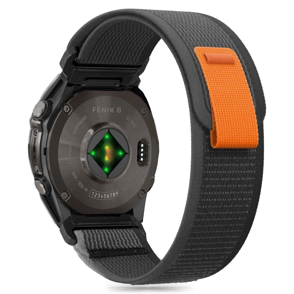 TECH-PROTECT NEILONA MATERIĀLS GARMIN FENIX 5 / 6 PRO 7 8 (47 MM) E BLACK/ORANGE | NYLON
