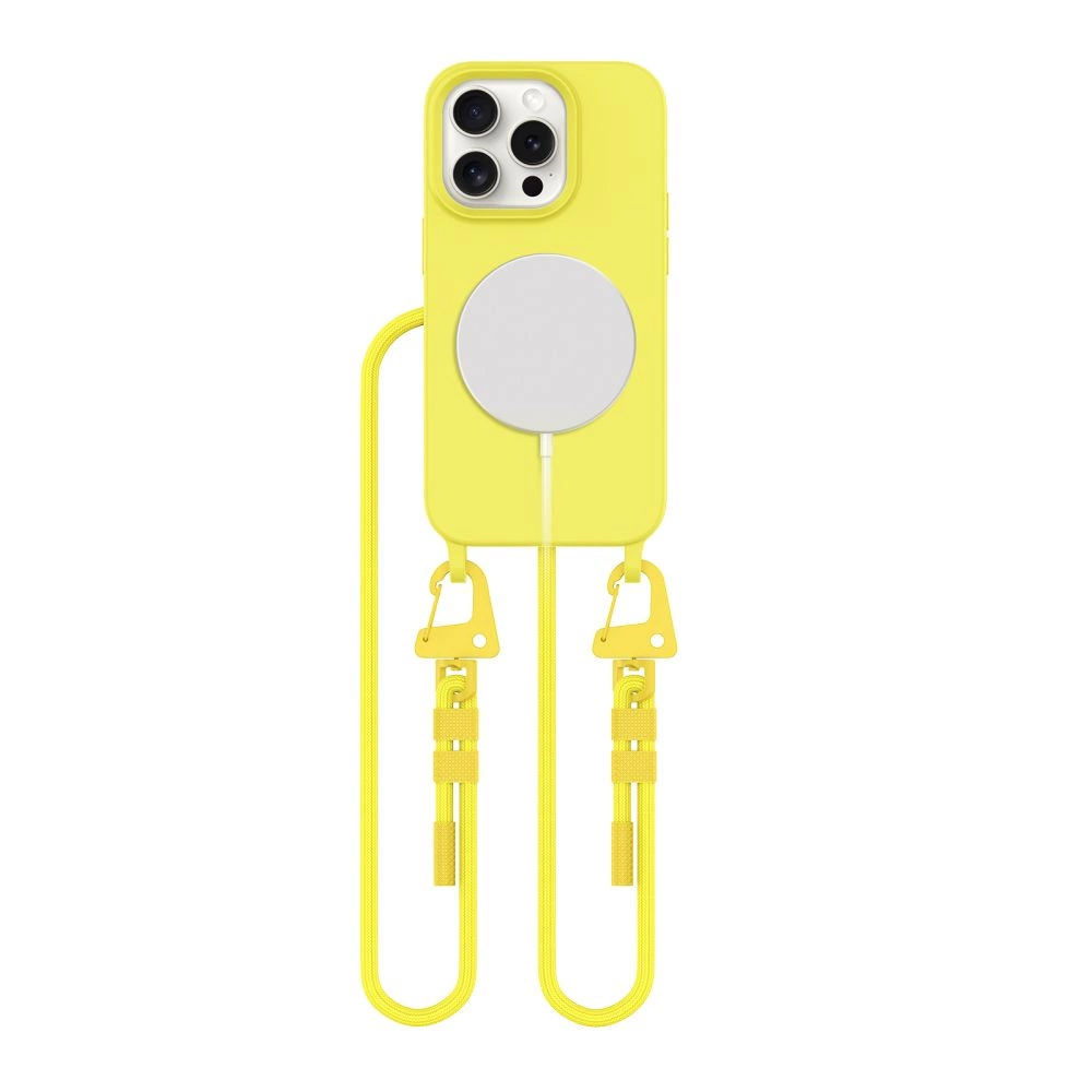 Apple iPhone 15 Pro 6.1'' Tech-Protect MagNecklace MagSafe Case Cover with Lanyard, Yellow | Telefona Vāciņš...