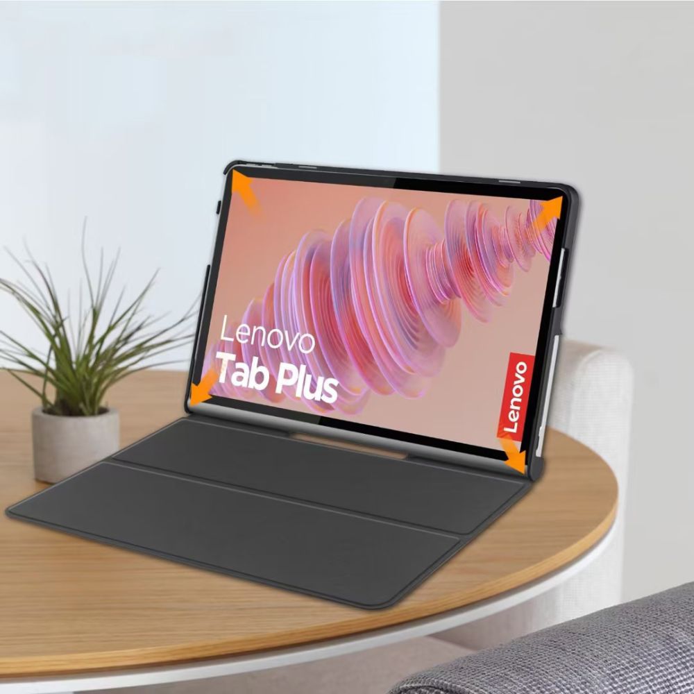 Tech-Protect Lenovo Tab Plus atverams vāciņš maciņš grāmatiņa SmartCase, melns