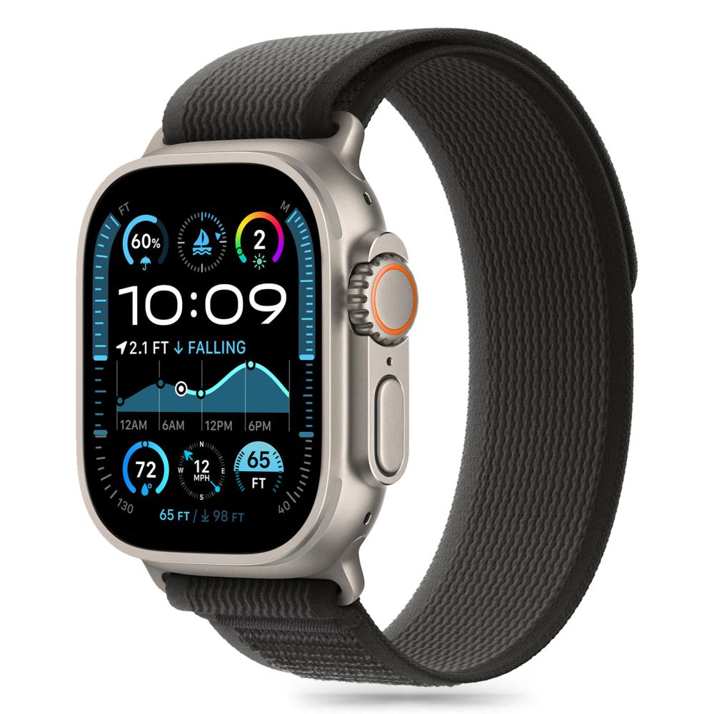 TECH-PROTECT NYLON STRIPE APPLE WATCH 6 / 7 8 9 10 SE ULTRA 1 2 (44 45 46 49 ММ) ЧЕРНЫЙ/ОРАНЖЕВЫЙ