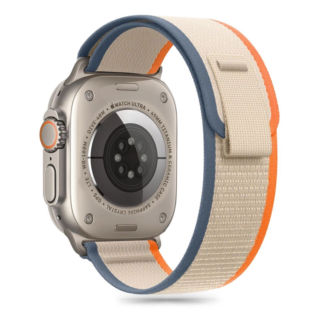 TECH-PROTECT NYLON STRIPE APPLE WATCH 6 / 7 8 9 10 SE ULTRA 1 2 (44 45 46 49 MM) KRĒMKRĀSAS/ORANŽAS KRĀSAS |...