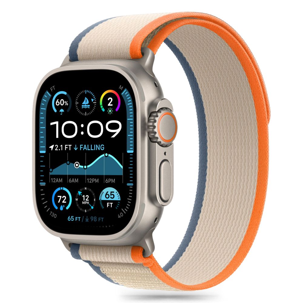 TECH-PROTECT NYLON STRIPE APPLE WATCH 6 / 7 8 9 10 SE ULTRA 1 2 (44 45 46 49 ММ) КРЕМОВЫЙ/ОРАНЖЕВЫЙ