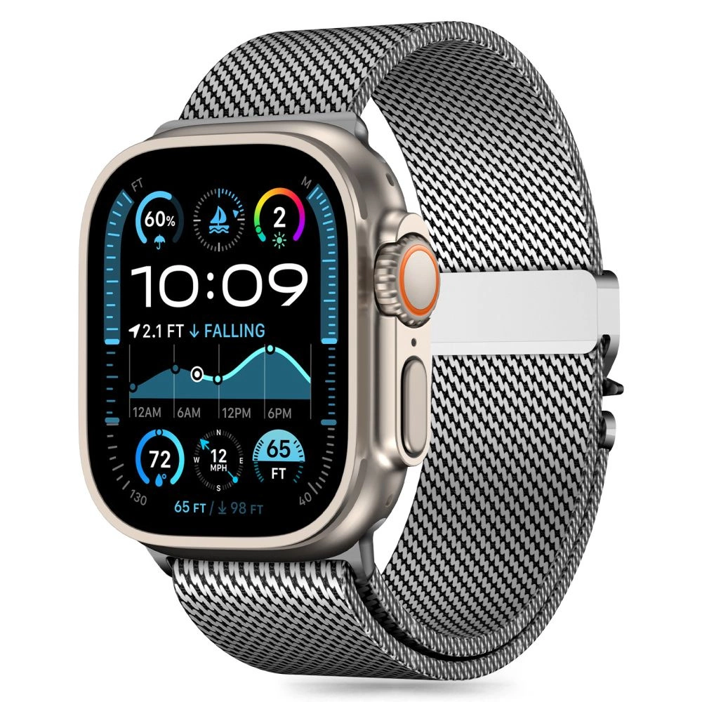 TECH-PROTECT MILANO APPLE WATCH 6 / 7 8 9 10 SE ULTRA 1 2 (44 45 46 49 MM) SUDRABA KRĀSĀ | SILVER