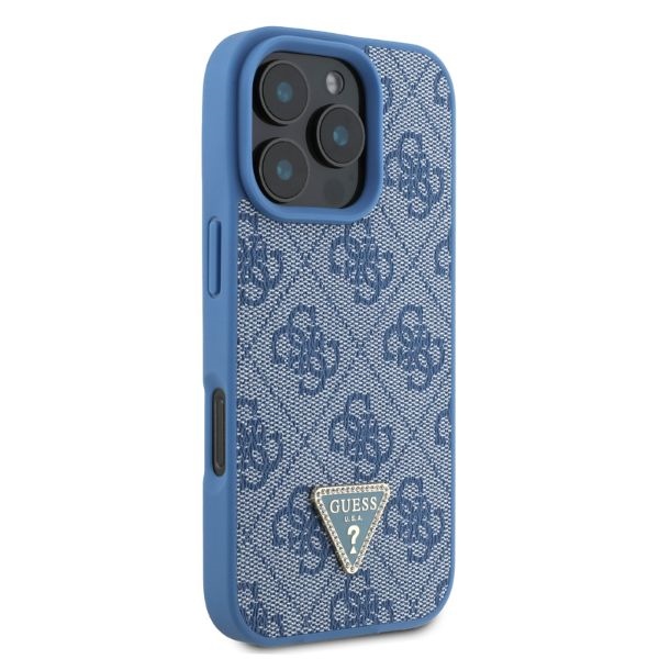Guess GUHCP16LP4TDPB iPhone 16 Pro 6.3" blue/blue hardcase Leather 4G Triangle Strass MagSafe