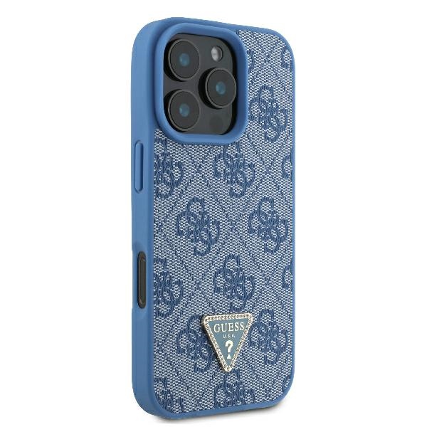 Guess GUHCP16XP4TDPB iPhone 16 Pro Max 6.9" blue/blue hardcase Leather 4G Triangle Strass MagSafe