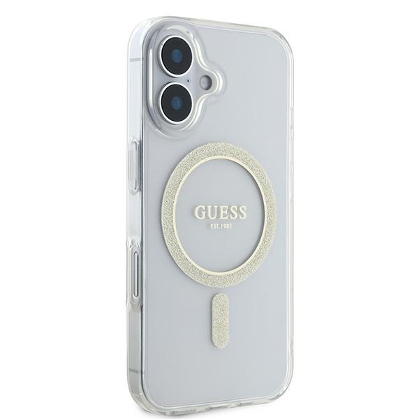 Guess iPhone 16 vāciņš IML Glitter Circle MagSafe, caurspīdīgs