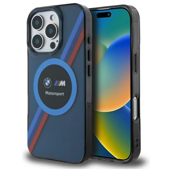 BMW BMHMP16X23HTPUV iPhone 16 Pro Max 6,9" tumši zils cietais futrālis Motosport IML Circle MagSafe | 6.9"...