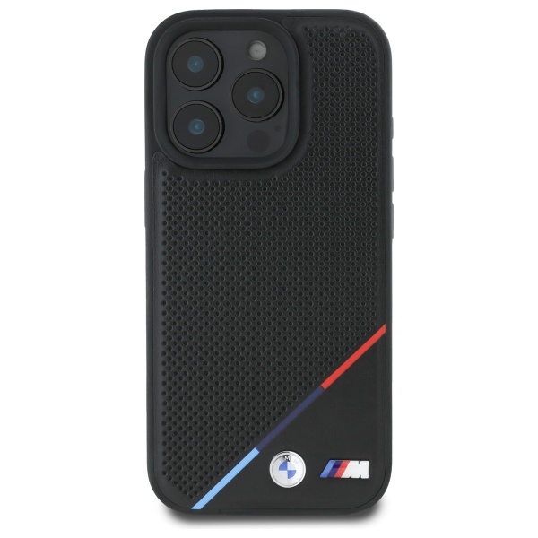 BMW BMHMP16X23PUPDK iPhone 16 Pro Max 6,9" melns/ melns cietais futrālis M Perforēta trīskrāsu līnija MagSafe...