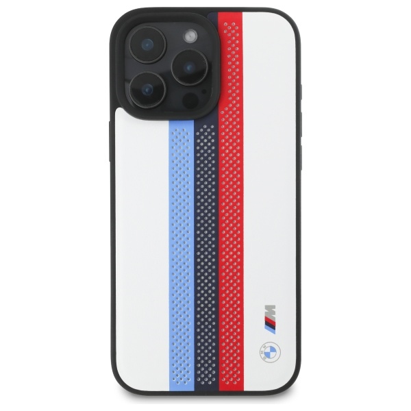 BMW BMHMP16X23PUPTH iPhone 16 Pro Max 6.9" white/white hardcase M Perf. Tricolor Printed Stripes MagSafe