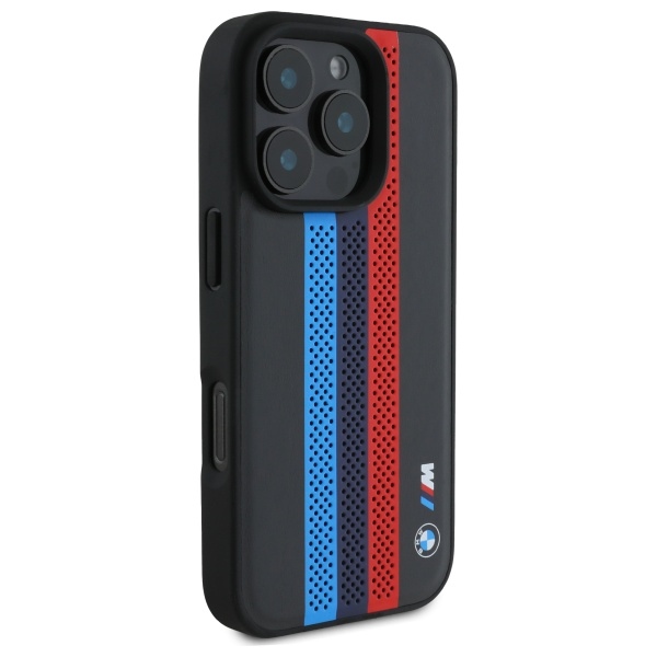 BMW BMHMP16X23PUPTK iPhone 16 Pro Max 6.9" black/black hardcase M Perf. Tricolor Printed Stripes MagSafe