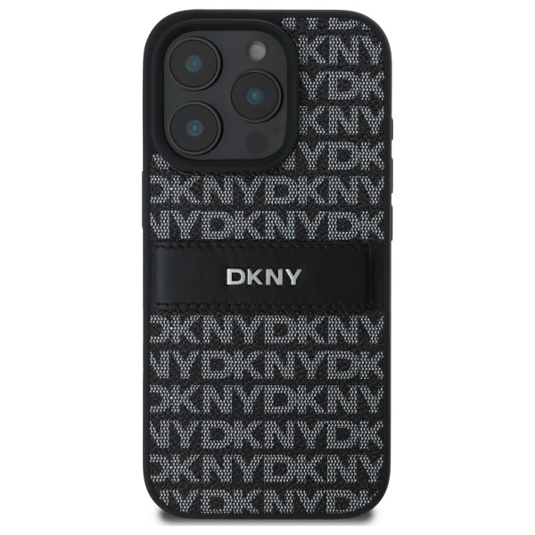 DKNY iPhone 16 Pro vāciņš Texture Pattern Tonal Stripe, melns