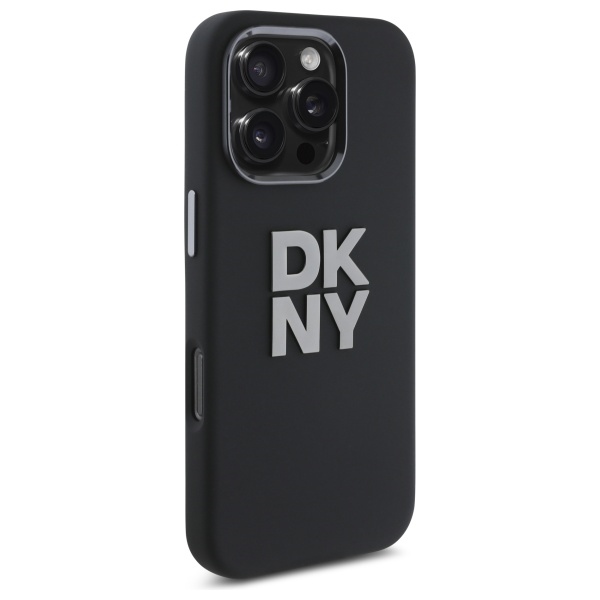 DKNY iPhone 16 Pro Case Liquid Silicone Metal Logo, Black