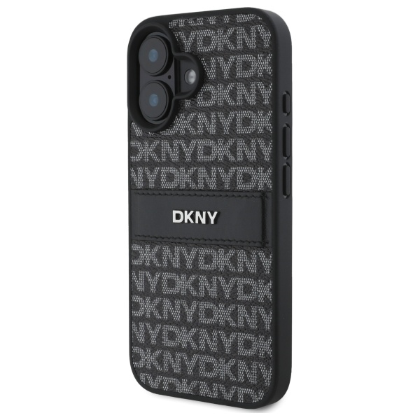 DKNY iPhone 16 Case Texture Pattern Tonal Stripe, Black