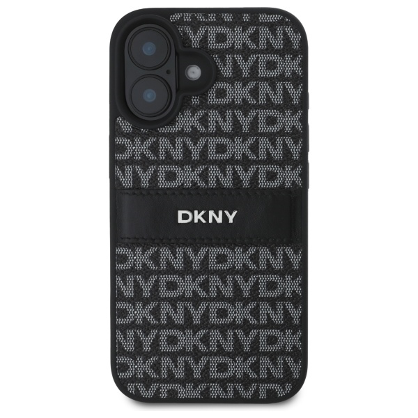 DKNY iPhone 16 Case Texture Pattern Tonal Stripe, Black