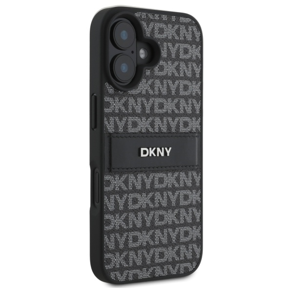 DKNY iPhone 16 Case Texture Pattern Tonal Stripe, Black
