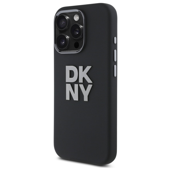 DKNY iPhone 16 Pro Max vāciņš Liquid Silicone Metal Logo, melns