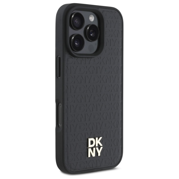 Чехол DKNY для iPhone 16 Pro Repeat Pattern Stack Logo MagSafe, черный