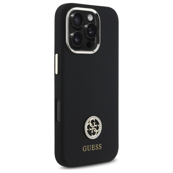 Guess GUHCP16LM4DGPK iPhone 16 Pro 6.3" black/black hardcase Silicone Logo Strass 4G