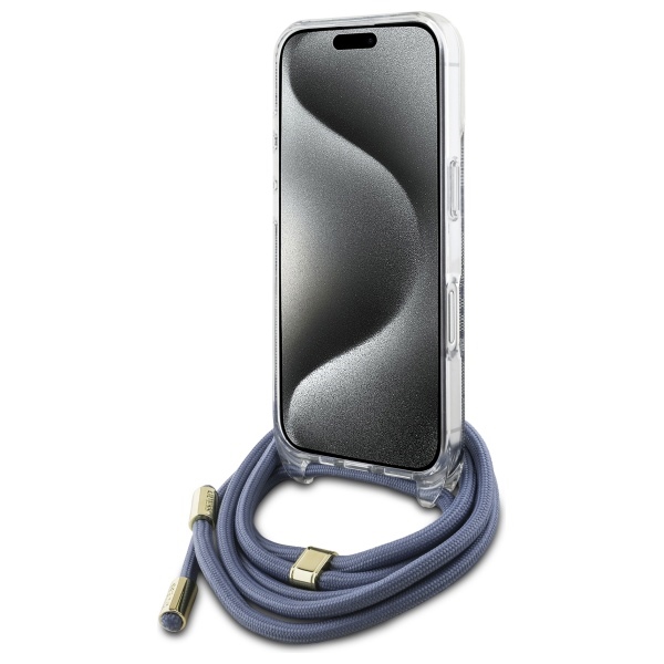 Guess iPhone 16 Pro Max Case Crossbody Cord 4G Print, Blue