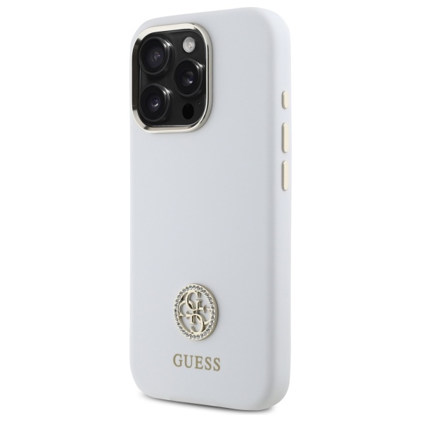 Guess GUHCP16XM4DGPH iPhone 16 Pro Max 6.9" balts/balts cietais futrālis Silikona logo Strass 4G | white/white...