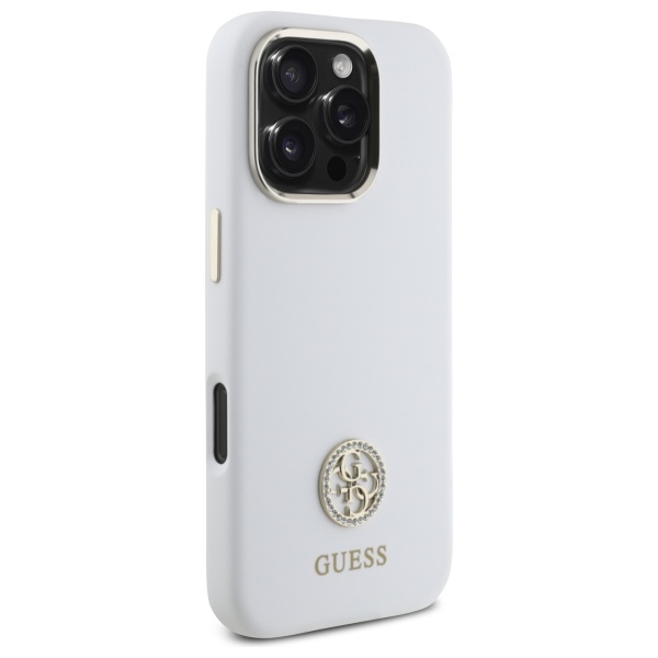 Guess GUHCP16XM4DGPH iPhone 16 Pro Max 6.9" balts/balts cietais futrālis Silikona logo Strass 4G | white/white...
