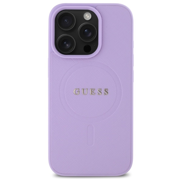 Guess iPhone 16 Pro vāciņš Saffiano MagSafe, violets