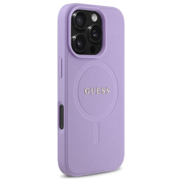 Guess iPhone 16 Pro vāciņš Saffiano MagSafe, violets