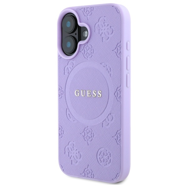 Guess iPhone 16 Plus Case Saffiano Peony Classic Logo MagSafe, Purple