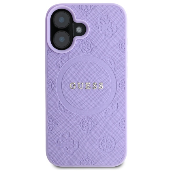 Guess iPhone 16 Plus Case Saffiano Peony Classic Logo MagSafe, Purple