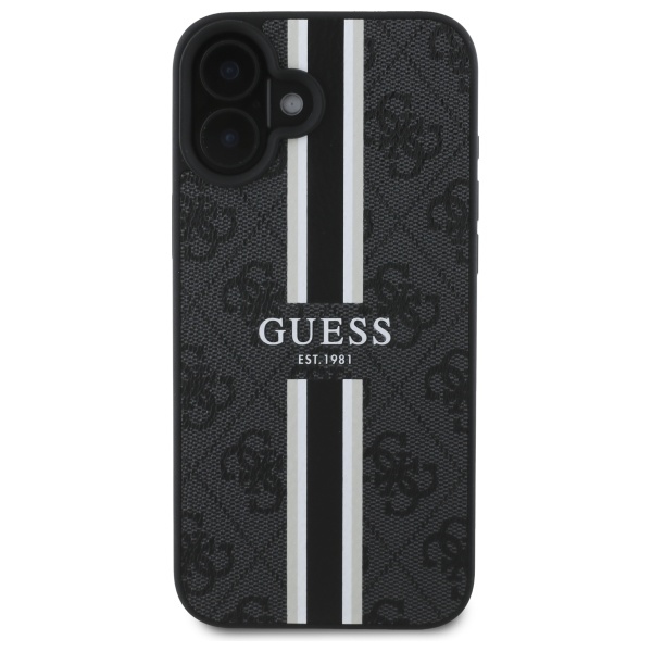 Guess iPhone 16 Case 4G Printed Stripes MagSafe, Black