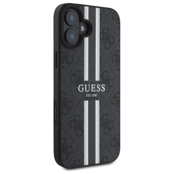 Guess iPhone 16 Case 4G Printed Stripes MagSafe, Black