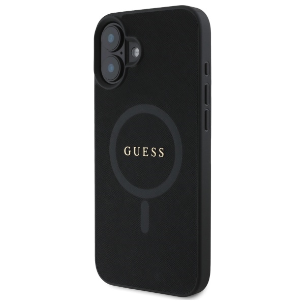 Guess iPhone 16 Case Saffiano Classic Logo MagSafe, Black
