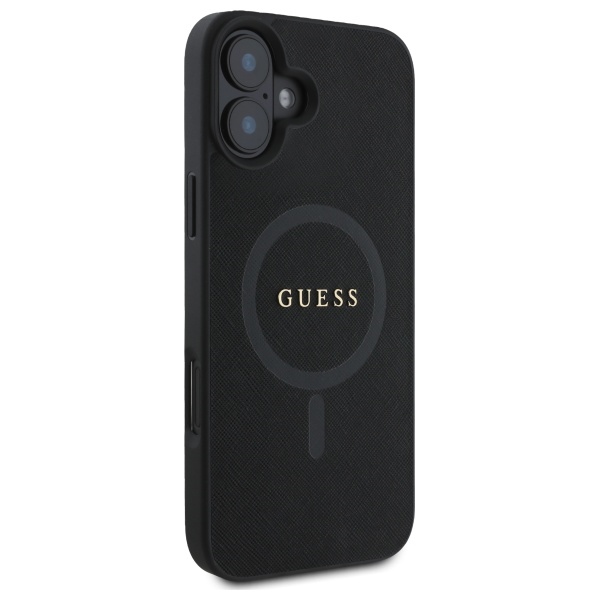 Guess iPhone 16 Case Saffiano Classic Logo MagSafe, Black