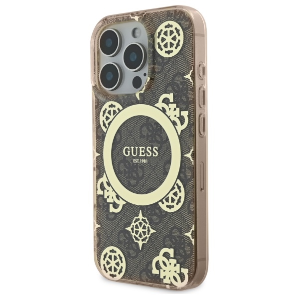 Guess iPhone 16 Pro Max Case IML Peony On 4G Background MagSafe, Brown