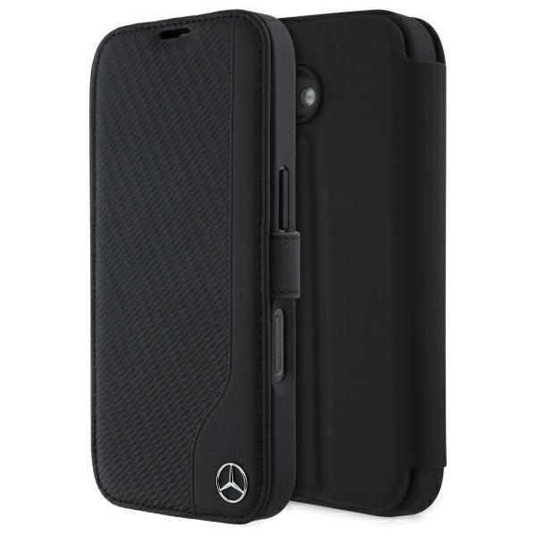 Mercedes iPhone 16 Case Leather Wood Imitation, Black