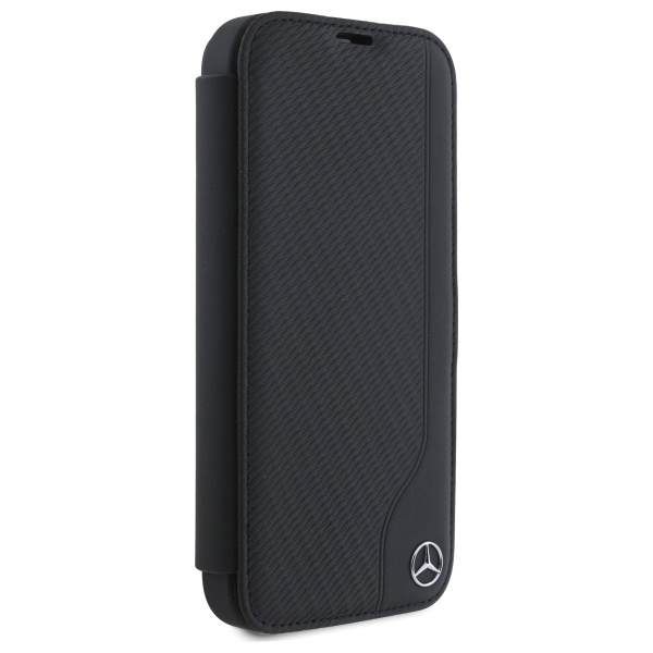 Mercedes iPhone 16 Pro Max Case Leather Wood Imitation, Black