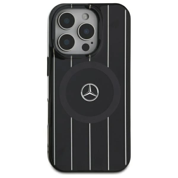 Mercedes iPhone 16 Case Double Layer Crossed Lines MagSafe, Black