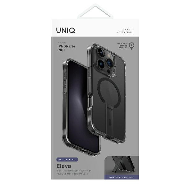 Uniq iPhone 16 Pro vāciņš Eleva ar Vertica statīvu, melns