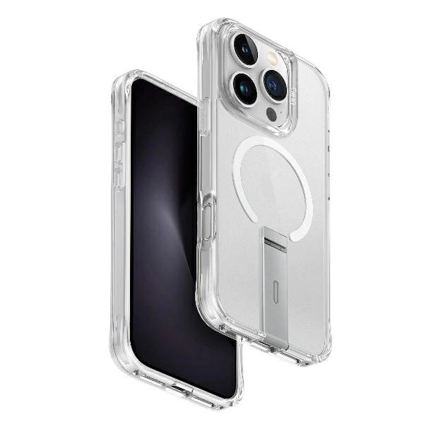 Uniq iPhone 16 Pro vāciņš Eleva ar Vertica statīvu, caurspīdīgs