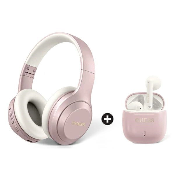 Guess GUOBPV21J14BCELP Bluetooth + TWS austiņu komplekts rozā/rozā krāsā | Set Headphones Pink/Pink