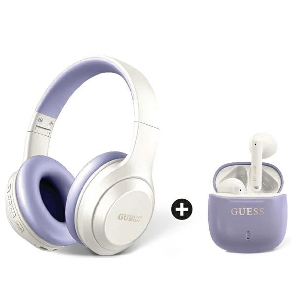 Guess GUOBPV21J14PBCEU austiņas uz ausīm Bluetooth + TWS violeti/violeti BiColor komplekts | on-ear headphones...