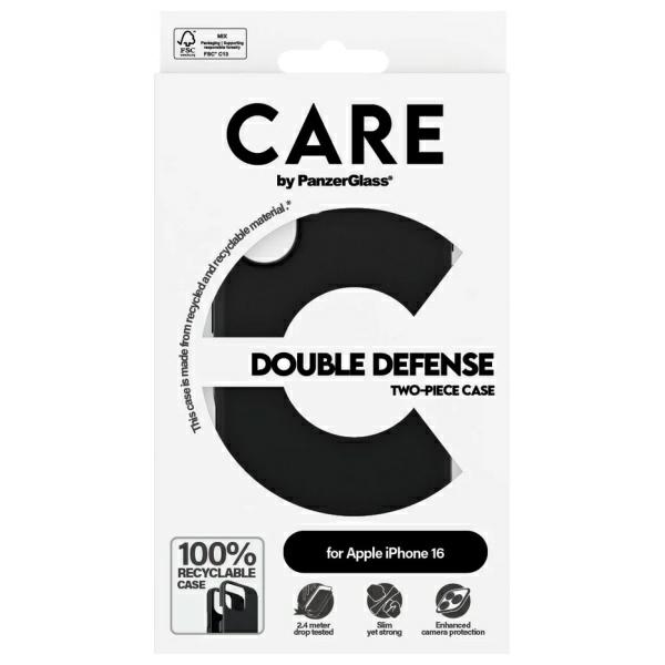 PanzerGlass iPhone 16 Case CARE Feature Double Defense, Black