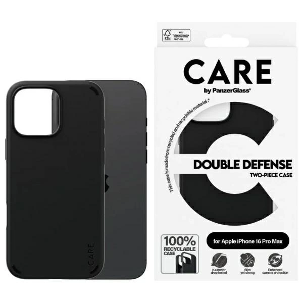 CARE by PanzerGlass Feature Double Defense Case iPhone 16 Pro 6.3" melns/melns 1336 | black/black