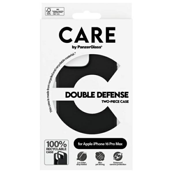 PanzerGlass iPhone 16 Pro Case CARE Feature Double Defense, Black