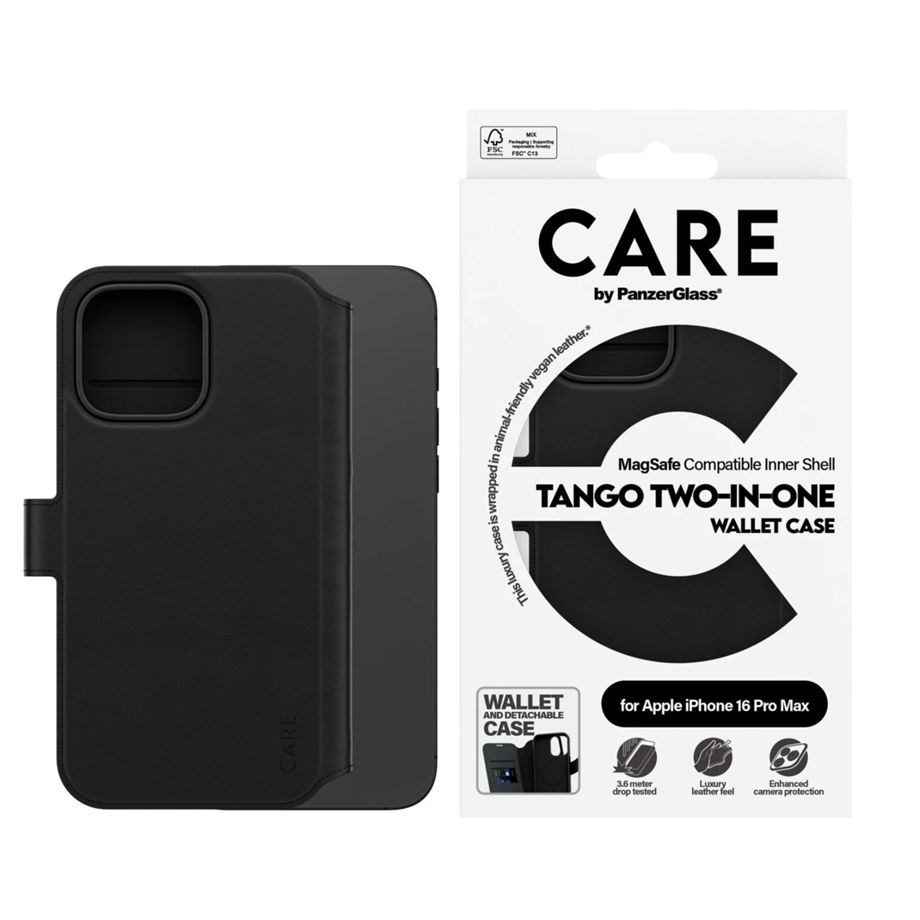 CARE by PanzerGlass Feature Case Wallet MagSafe iPhone 16 Pro Max maciņš, melns